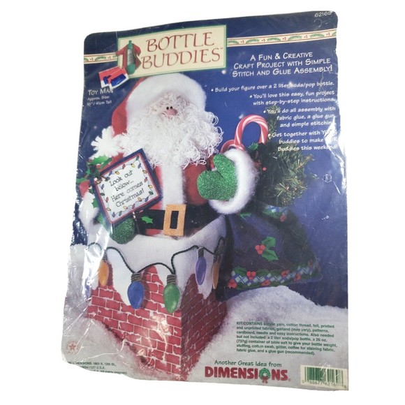 VTG Dimensions "Toy Man" Bottle Buddy Felt Applique Kit Santa Christmas #62169 - Picture 2 of 15